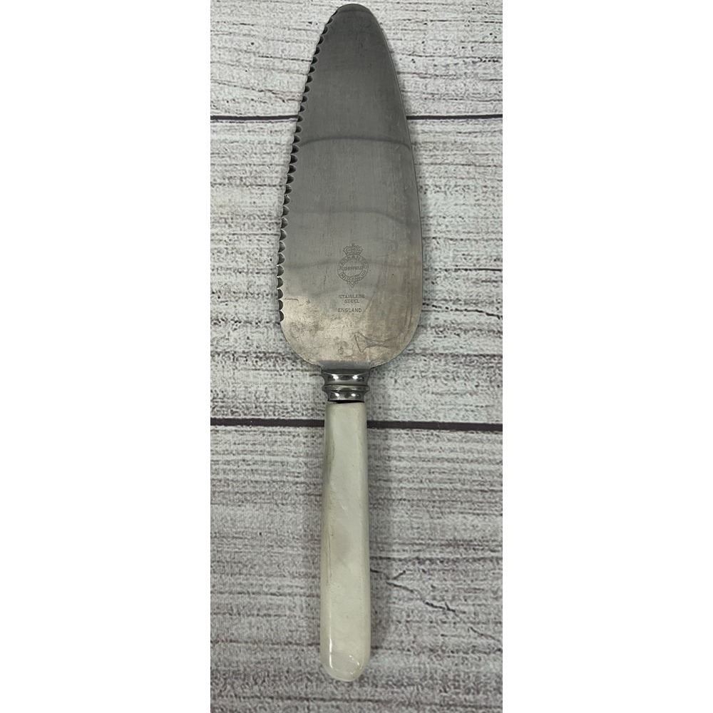 Vintage Sheffield England Cake Server Faux Mother‎ Of Pearl Handle Serrated